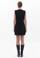 Women Black Boat Neck Mini Dress
