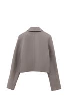 Bayan Gri Fermuarlı Crop Ceket