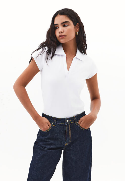 Beyaz Polo Yaka Tişört