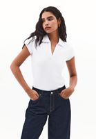 Bayan Beyaz Polo Yaka Tişört