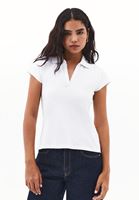 Bayan Beyaz Polo Yaka Tişört