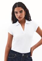 Bayan Beyaz Polo Yaka Tişört
