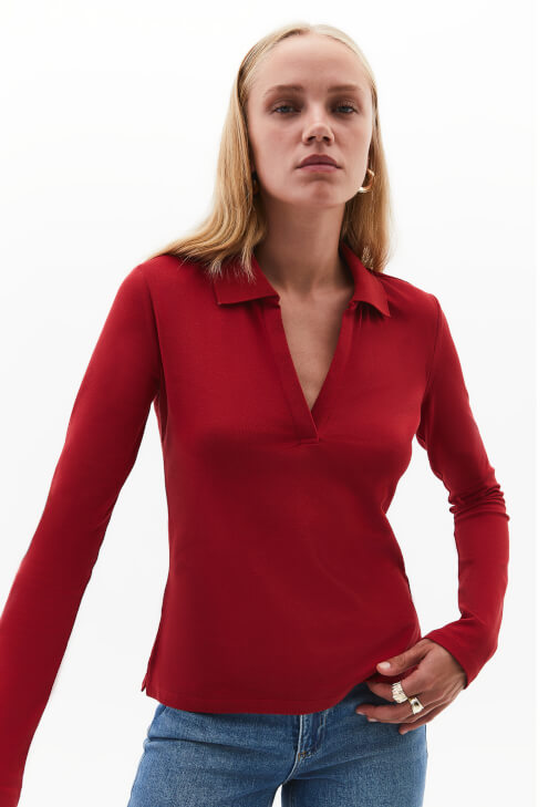 Polo Yaka Tişört ve Straight-Fit Pantolon Kombini