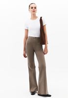 Women Beige Ultra High Rise Flare Pants