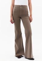 Women Beige Ultra High Rise Flare Pants