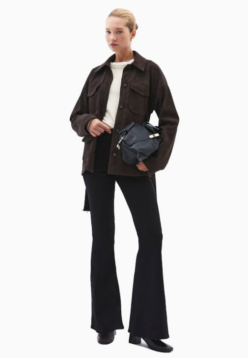 Siyah Ultra Yüksek Bel Flare Pantolon ( TENCEL™ )