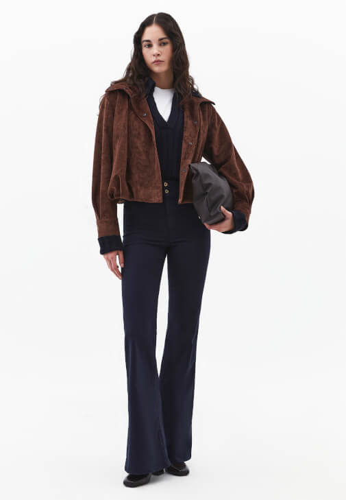 Lacivert Ultra Yüksek Bel Flare Pantolon ( TENCEL™ )