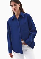 Bayan Mavi Oversize Poplin Gömlek