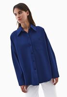 Bayan Mavi Oversize Poplin Gömlek