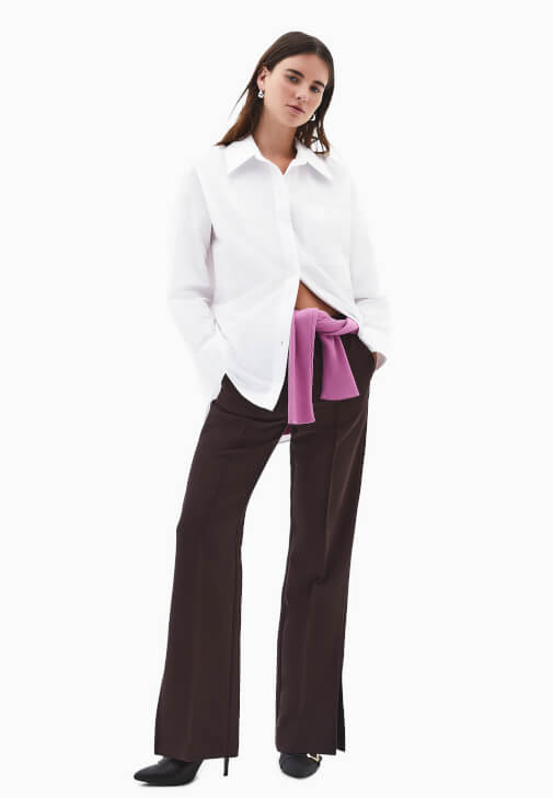 Oversize Gömlek ve Kumaş Pantolon Kombini