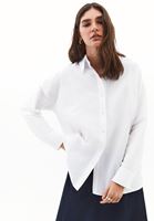 Bayan Beyaz Düğme Detaylı Poplin Gömlek