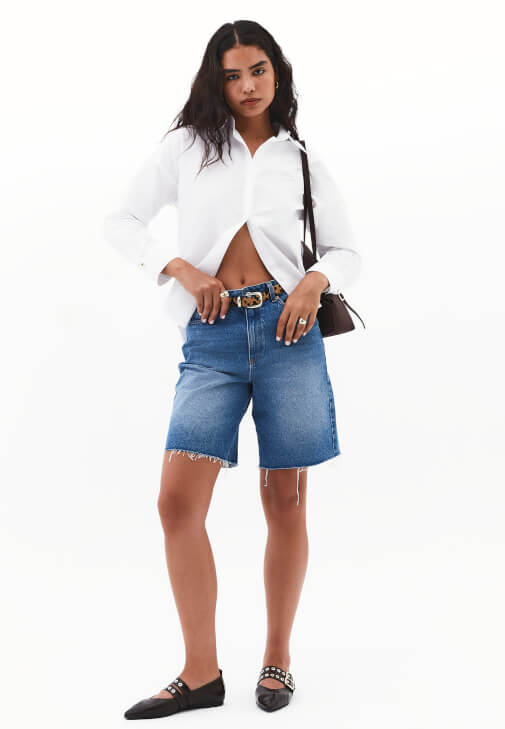 Loose-Fit Gömlek ve Bermuda Şort Kombini