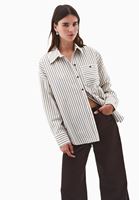 Bayan Kahverengi Çizgili Oversize Gömlek