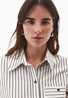 Bayan Kahverengi Çizgili Oversize Gömlek