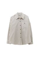 Bayan Kahverengi Çizgili Oversize Gömlek