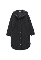 Bayan Siyah Kapüşonlu Kapitone Mont