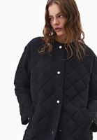 Bayan Siyah Loose-Fit Kapitoneli Mont