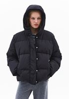 Bayan Siyah Kapitone Detaylı Puf Mont