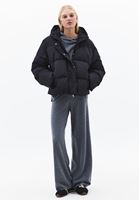 Bayan Siyah Kapitone Detaylı Puf Mont