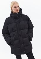 Bayan Siyah Kapitone Detaylı Puf Mont