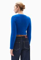 Bayan Mavi Yumuşak Dokulu Crop Kazak