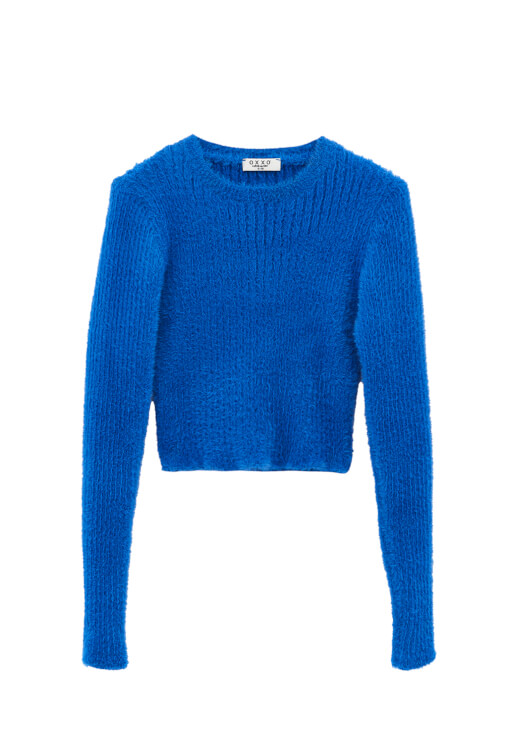 Crop Kazak ve Barrel-Fit Pantolon Kombini