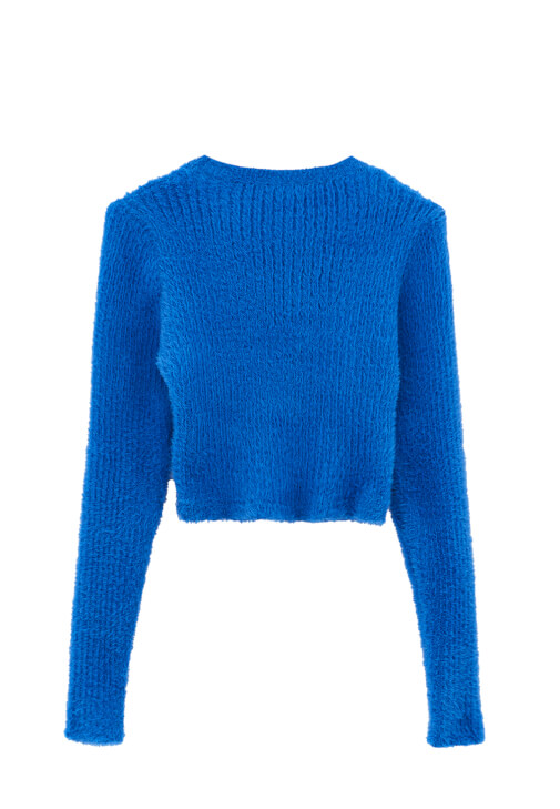 Crop Kazak ve Barrel-Fit Pantolon Kombini