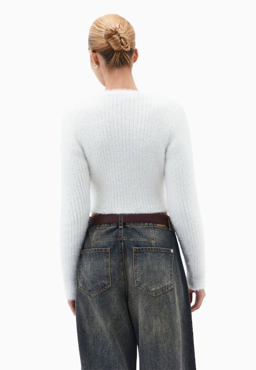 Crop Kazak ve Orta Bel Pantolon Kombini