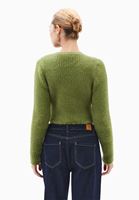 Bayan Yeşil Yumuşak Dokulu Crop Kazak