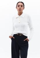 Bayan Krem Polo Yaka Ajurlu Kazak