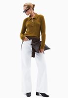 Bayan Yeşil Polo Yaka Ajurlu Kazak