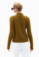 Bayan Yeşil Polo Yaka Ajurlu Kazak