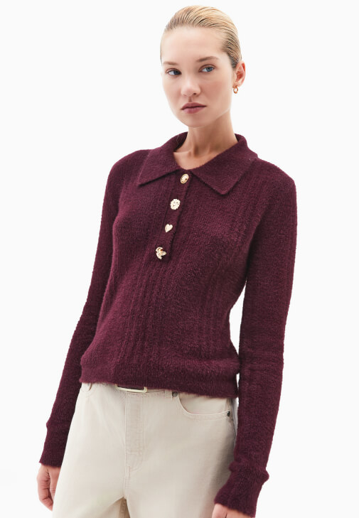 Triko Ajurlu Kazak ve Pantolon Kombini