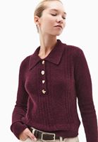 Bayan Bordo Polo Yaka Ajurlu Kazak