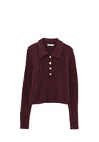 Bayan Bordo Polo Yaka Ajurlu Kazak