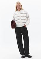 Bayan Krem Yumuşak Dokulu Düğmeli Hırka