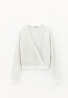 Bayan Krem Yumuşak Dokulu Kruvaze Kazak