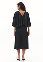 Bayan Siyah Pelerinli Saten Elbise