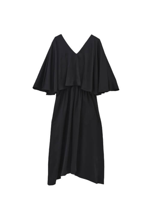 Pelerinli Saten Elbise ve Topuklu Terlik Kombini