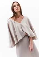 Bayan Bej Pelerinli Saten Elbise