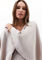 Bayan Bej Pelerinli Saten Elbise