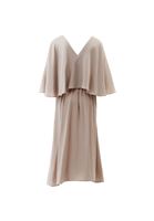 Bayan Bej Pelerinli Saten Elbise