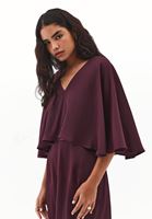 Bayan Bordo Pelerinli Saten Elbise