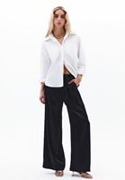 Bayan Siyah Yüksek Bel Wide-Leg Pantolon