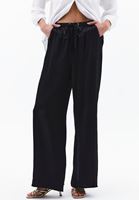 Bayan Siyah Yüksek Bel Wide-Leg Pantolon