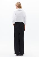 Bayan Siyah Yüksek Bel Wide-Leg Pantolon