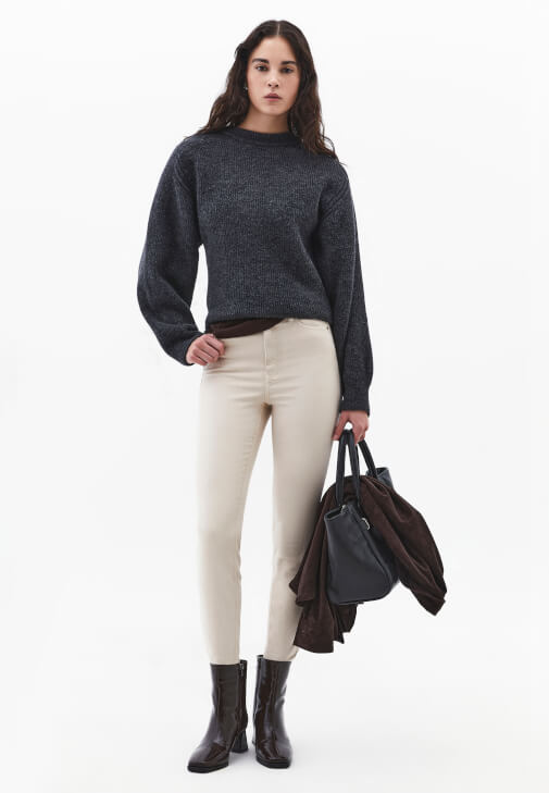 Bej Skinny-Fit Pantolon ( TENCEL™ )