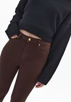 Bayan Kahverengi Yüksek Bel Skinny-Fit Pantolon ( TENCEL™ )