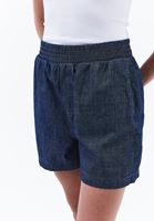 Bayan Mavi Yüksek Bel Denim Şort