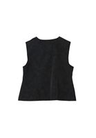 Bayan Siyah Bağcıklı Süet Yelek